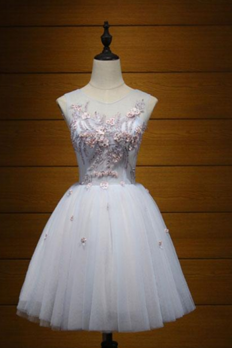 Cute Tulle Lace Applique Short Prom Dress,cute Evening Dress