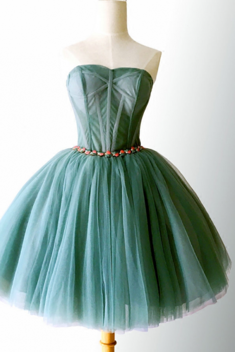 Beautiful Dark Green Tulle Sweetheart Short Homecoming Dress, Hunter Green Formal Dress, Sweetheart Party Dress