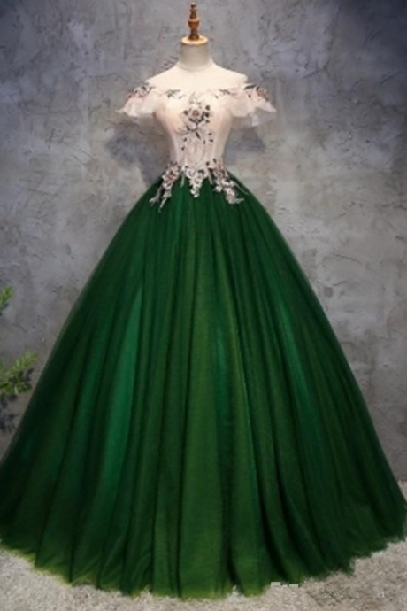 Princess Bateau Lace Appliques Ball Gown Quinceanera Dresses Tulle Sweet 16 Dresses Debutante 15 Year Party Dress