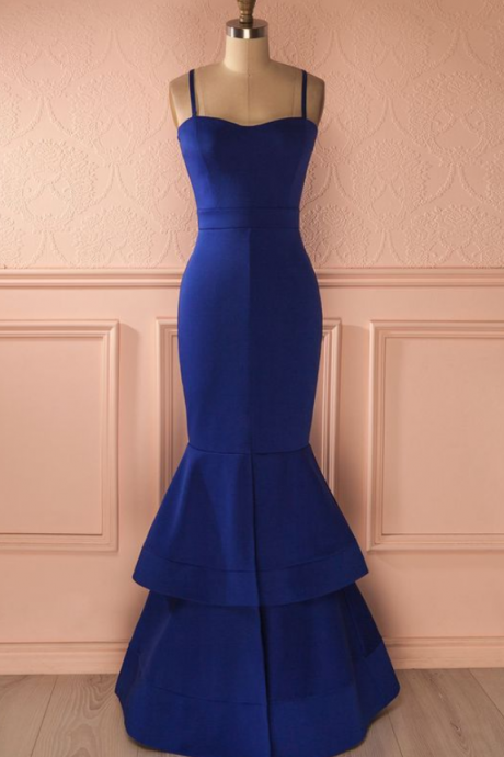 Spaghetti Prom Dress,Royal Blue Prom Dress,Mermaid Prom Dress,Fashion Prom Dress