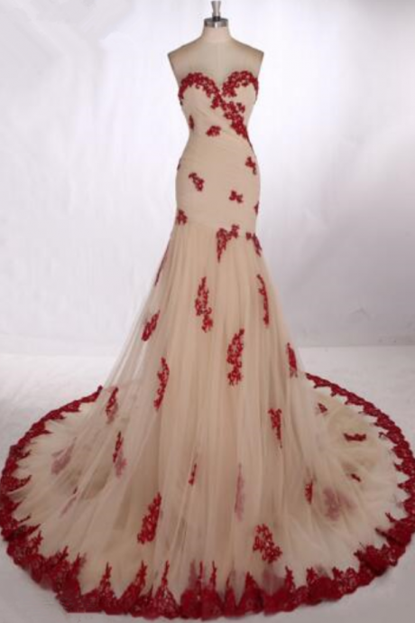 High Quality Red Lace Prom Dress Prom Dress Mermaid Prom Dress Prom Dress Pageant Evening Dress