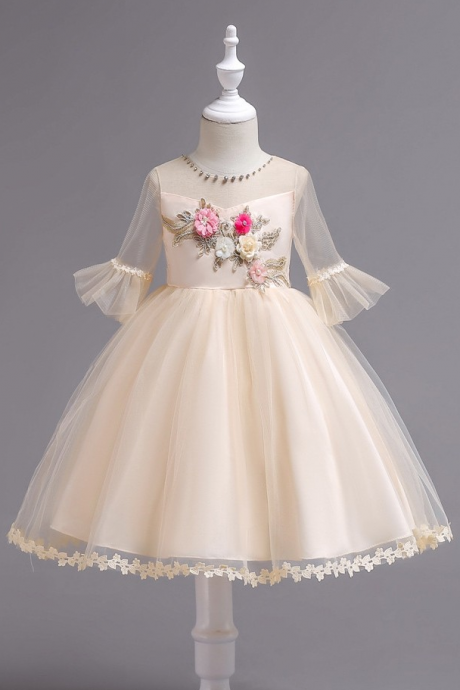 Flower Girl Dresses,ball-gown Embroidered Tulle Girl Dress