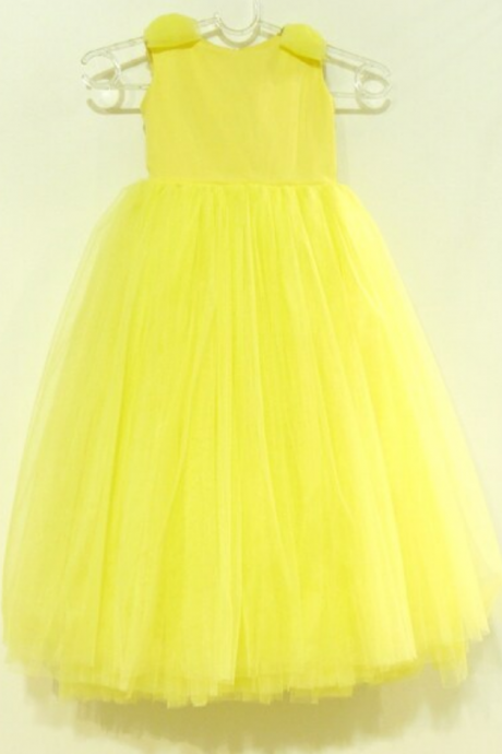 Flower Girl Dresses Tulle Flower Girl Dress, Yellow Baby Dress,simple Flower Girl Dress