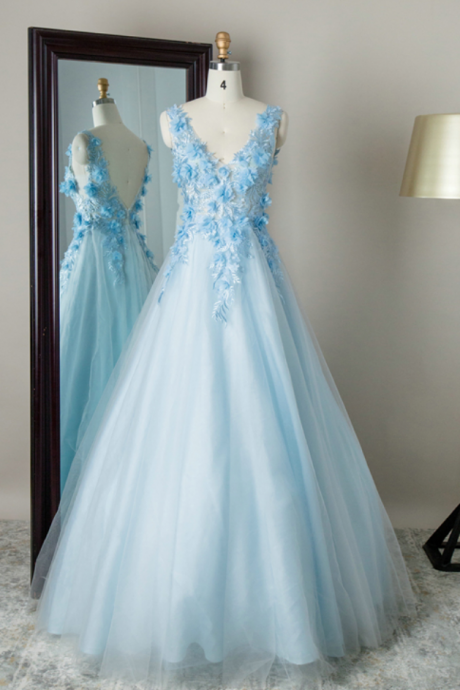 Prom Dresses,v Neck Tulle Balloon Gown Evening Women Plus Size Prom Dresses