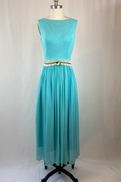 Prom Dresses,Vintage Sleeveless Aqua Party Dress