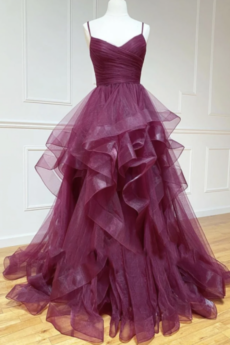 Prom Dresses,a Line Tulle Long Prom Gown Formal Dress