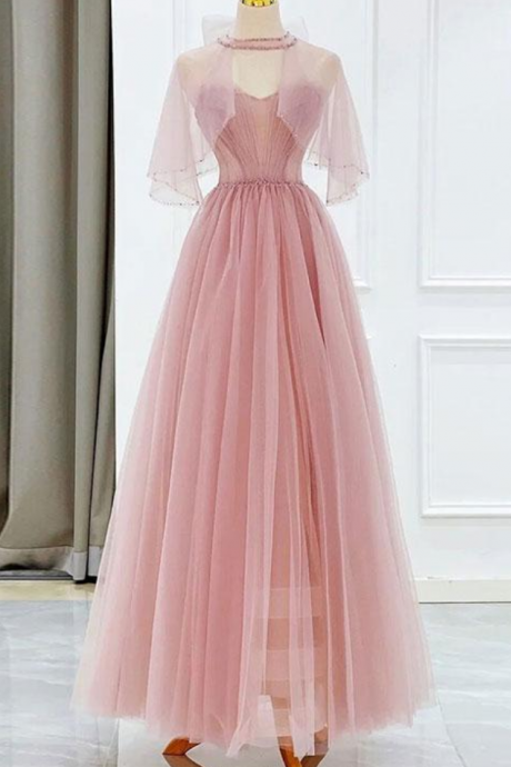 Prom Dresses,tulle tea length prom dress, tulle formal dress