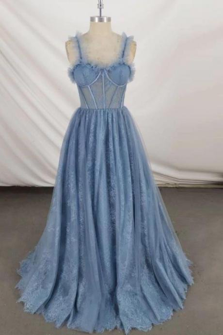 Prom Dresses Sweetheart Neck Tulle Lace Long Prom Dress Formal Dress