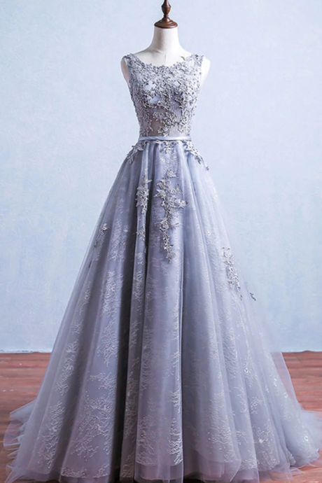 Prom Dresses, tulle lace long prom dress, bridesmaid dress