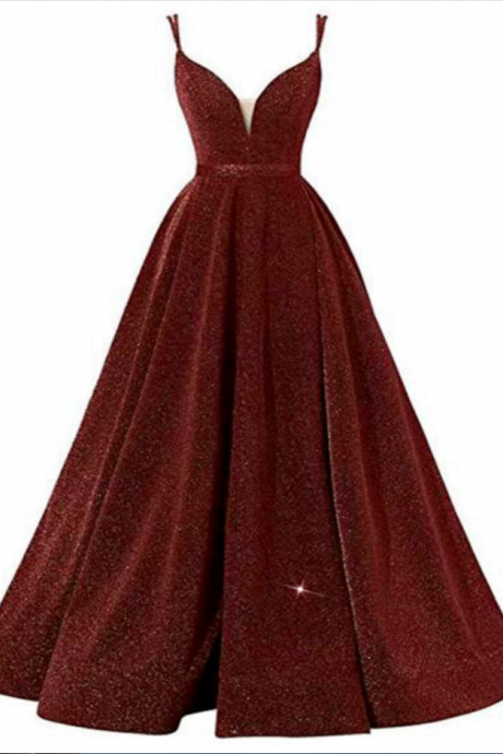 A-Line Beautiful Back Sexy Wedding Guest Formal Evening Birthday Dress Spaghetti Strap Sleeveless Floor Length Sequined with Pleats Sequin