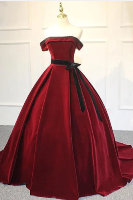 Prom Dresses,Elegant Sweet 16 Gown With Belt, Off Shoulder Party Gown,prom dress
