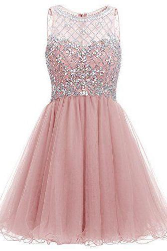 Short Homecoming Dress,a-line Homecoming Dress,tulle Homecoming Dress,sweetheart Homecoming Dresses,illusion Crystal Cocktail Dresses With