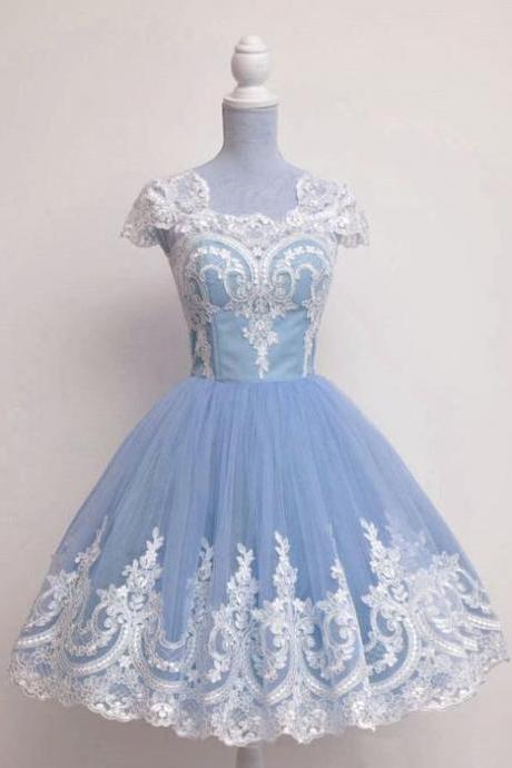 Short Party Dress With Appliques Lace Homecoming Dress