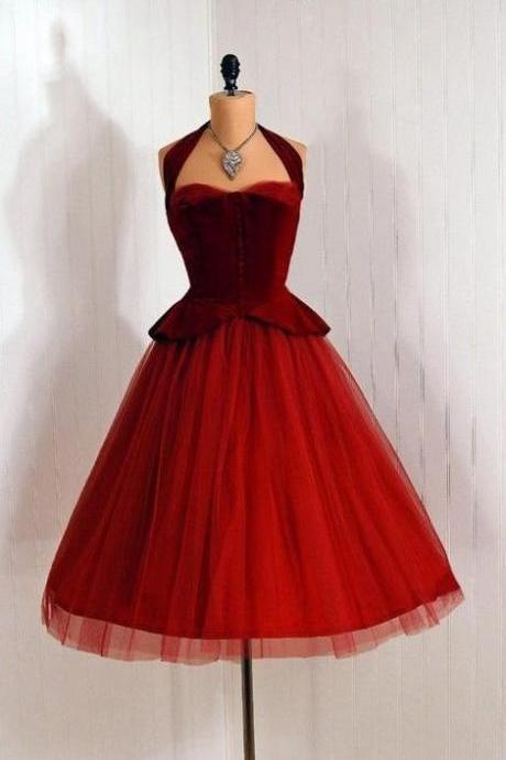 Vintage Halter Neckline Short Homecoming Dress