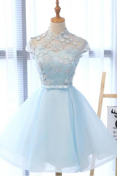 Short Lace Cute Homecoming Dress, Short Prom Dress