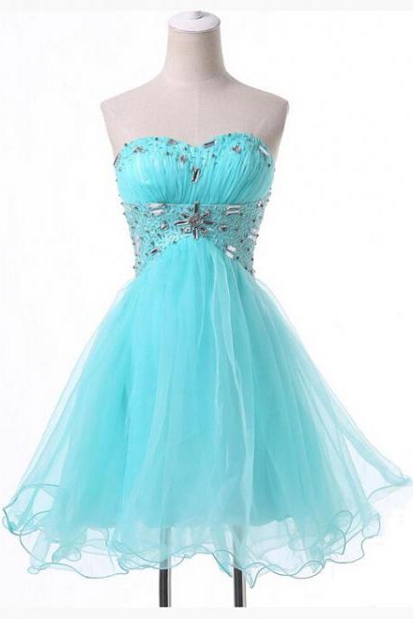 Short Tulle Homecoming Dress Featuring Ruched Sweetheart Bodice With Beaded Embellishments And Lace-up Back