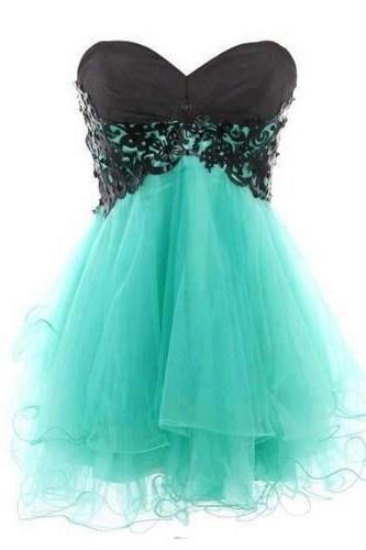 Lovely Lace Ball Gown Sweetheart Mini Prom Dress. Pretty Homecoming Dresses, Graduation Dresses