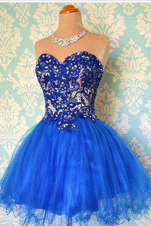 Sparkle Homecoming Cocktail Dress, A-line Tulle Short Evening Gowns, Sweetheart Lace-up Short Mini Prom Dresses