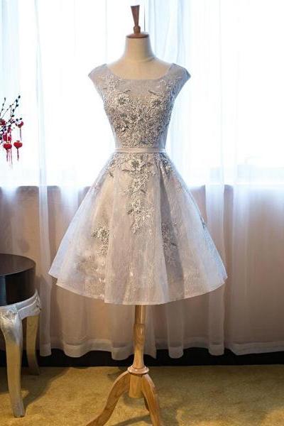Lace Short Homecoming Dress With Applique, Prom Dress Graduation Dress