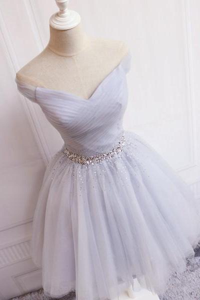 Charming Short Beaded Tulle Party Dress, Prom Dress
