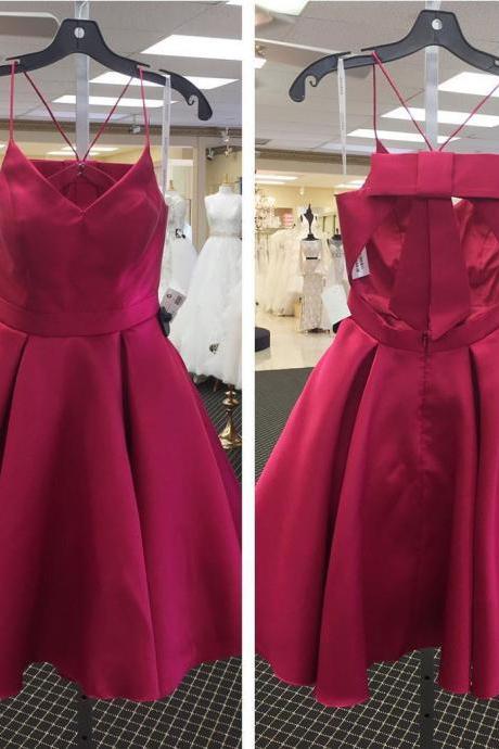 cute prom dress,short homecoming dress,bow back party dress,satin cocktail dress