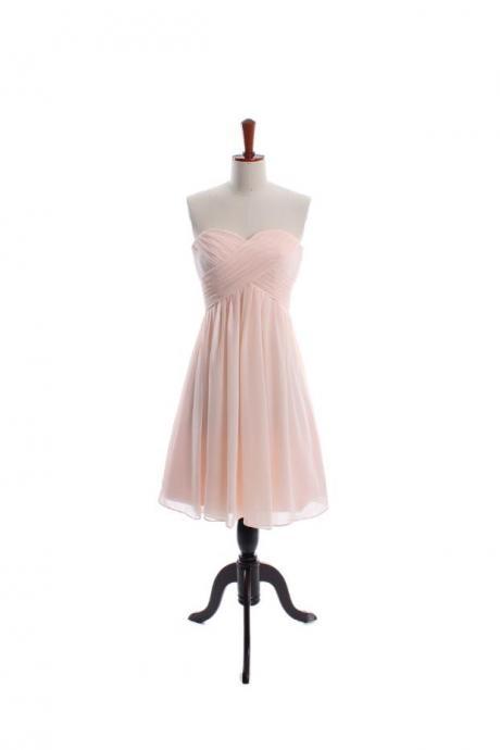 Sweetheart Neckline Short Chiffon Party Dress, Short Bridesmaid Dress, Homecoming Dress