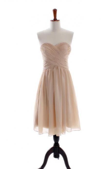 Short Homecoming Party Bridesmaid Dress with Pleats