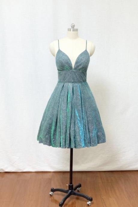 Spaghetti Straps Glitter Homecoming Dress For Party