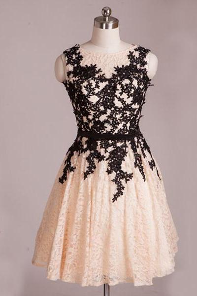 Short Lace Homecoming Dresses,charming A-line Appliques Homecoming Dresses,sleeveless Evening Dresses.