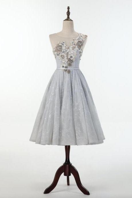 Sleeveless Homecoming Dress, Heavy Handmade Little Dress, Embroidered Flower Lace, Zipper Short Dress