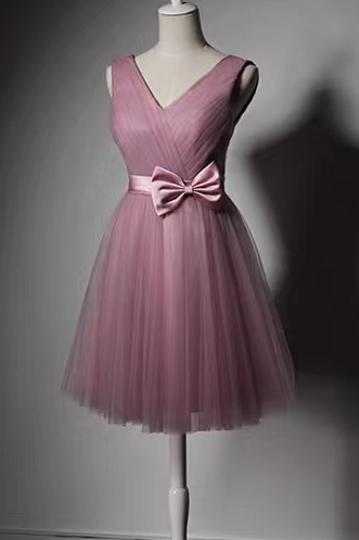 Pink Party Dress,sleeveless Homecoming Dress,girl's Party Dress