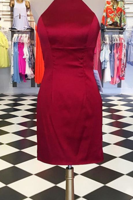 Burgundy Homecoming Dress,satin Cocktail Dress,short Prom Gowns