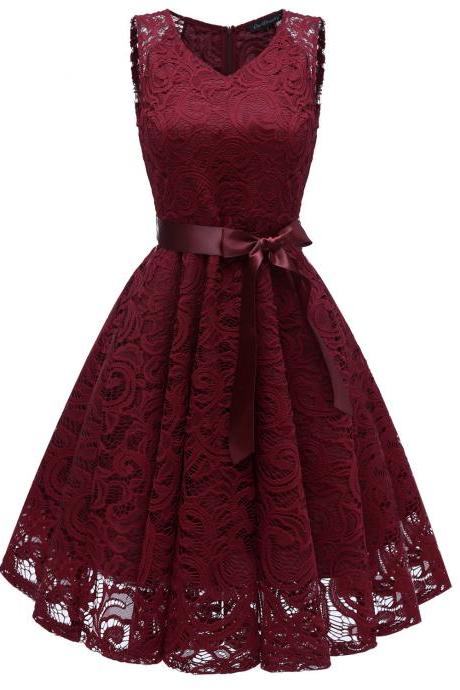 Vintage Floral Lace Cocktail Party Dress, Homecoming Dresses