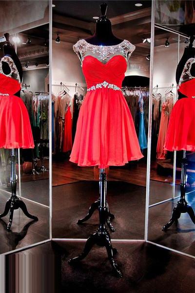 Red Short Prom Dress,sparkle Backless Prom Dress, Sexy Prom Dress, Homecoming Dress