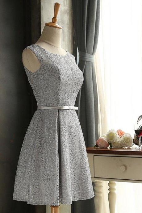 Vintage Short Bridesmaid Dresses Prom Dresses, Wedding Party Gowns , Sexy Maid Of Honor Dresses, Silver Lace Mini Bridesmaid Dress, Women Party