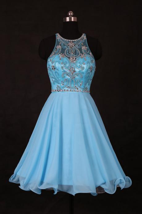 Sexy Blue Short Prom Dress, Backless Graduation Dress,Short Prom Dresses,Short Dress