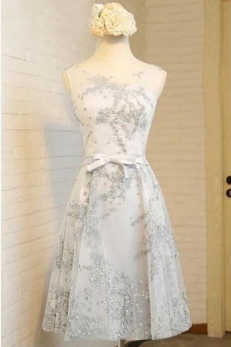 A-line Knee-length Tulle Homecoming Dress With Appliques,sequined Sleeveless Party Gown With Belt,grad Dresses