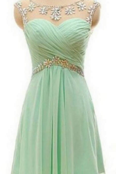 A-line Homecoming Dresses, Sleeveless Jewel Knee-length Homecoming Dress,Beading Outlet Zipper Dresses