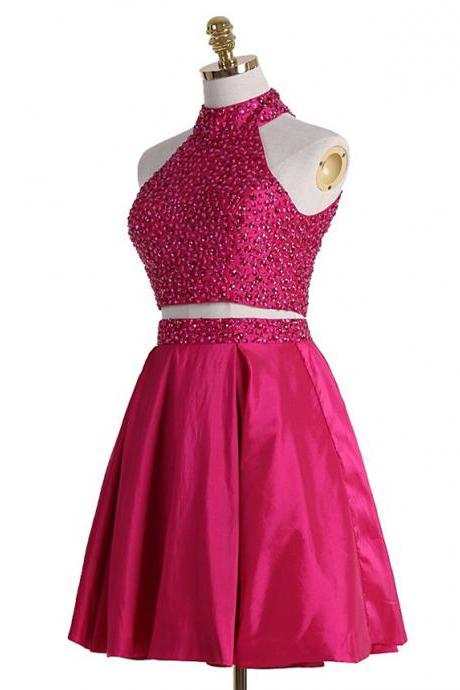 Two Piece Homecoming Dress With Sequin Embellishment And Open Back,short Graduation Dresses