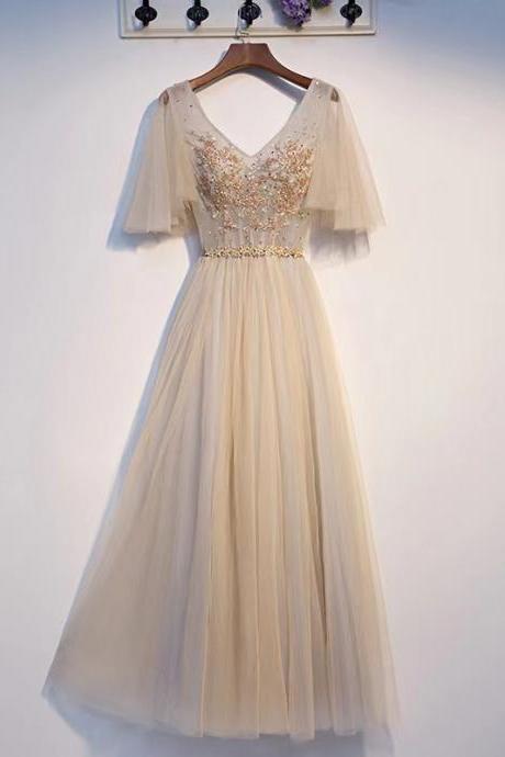 Pretty Evening Dress, Long Elegant Prom Gown, Fairy Bridesmaid Dress