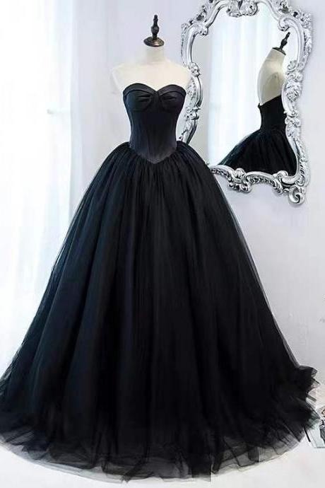 Black strapless evening dress, light luxury party dress, high sense of atmosphere dress