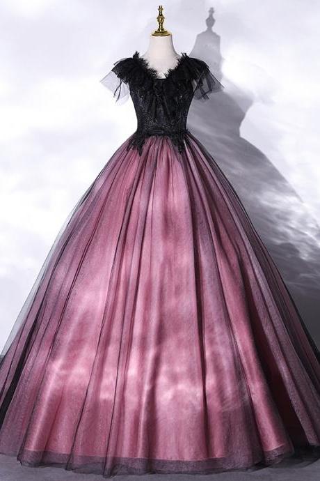 Black Collision Color Banquet Annual Meeting Stage Walk Vocal Art Exam Host Wedding Dress Puffy Dress