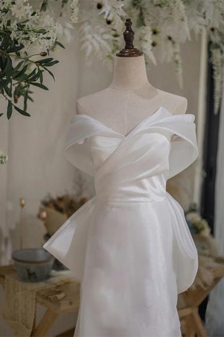 Light wedding dress new simple satin yarn fishtail one-shoulder bridal gown dress 