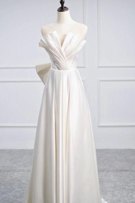 Princess light wedding dress advanced satin luxury niche bridal dresses summer new yarn 