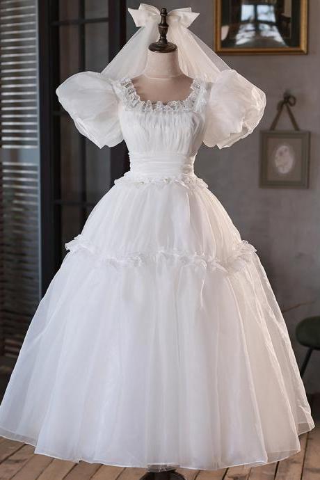 Light wedding dress new princess senior sense of light luxury sweet little white dress photo studio dresses female
