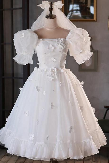 Princess light wedding dresses new small white dresses out travel flower short dress