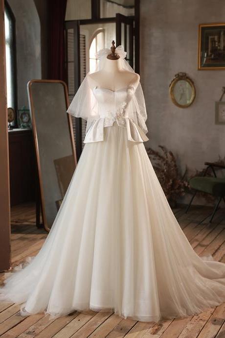 Yarn new bride breasted light wedding dress simple photo studio dress