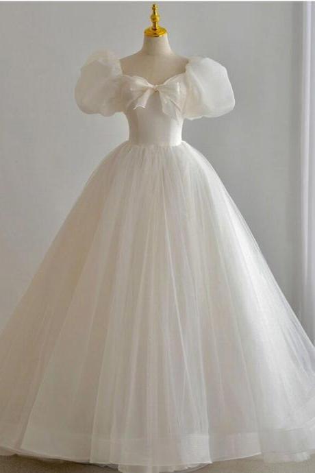 Princess wedding dress new simple flush ground light luxury super fairy out of the door yarn puffy skirt small