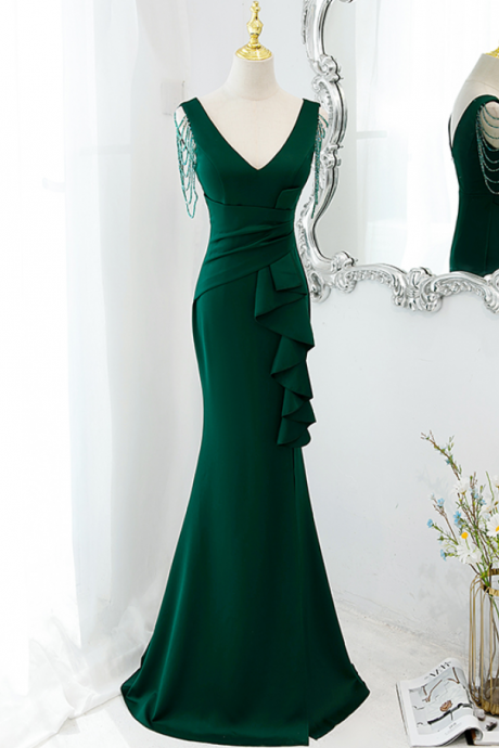 Prom Dresses,green Mermaid Long Green Long Party Dresses Formal Dress