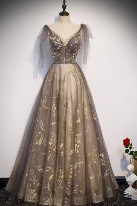 Prom Dresses,v-neck Prom Dress, Fairy Party Dress, Dream Birthday Sequin Evening Dress